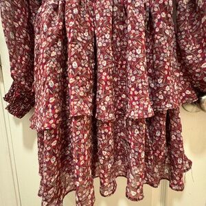 Vestique Burgundy Floral Dress